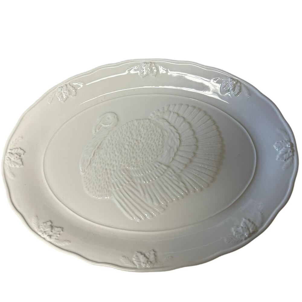 The Zrike Company 20” Oval White Turkey Platter Thanksgiving Holiday